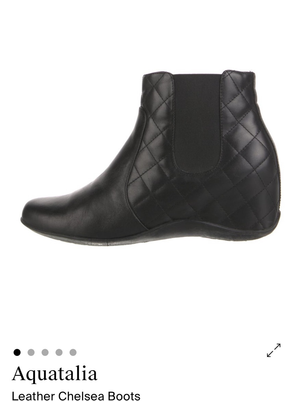 Aquatalia Black Quilted Leather Chelsea Ankle Boots